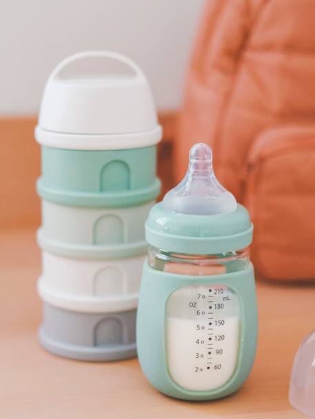 Boîte doseuse de lait 4 compartiments gris+Mineral grey/pink+terracotta+transparent+vert - vertbaudet enfant 