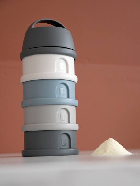Boîte doseuse de lait 4 compartiments gris+Mineral grey/pink+terracotta+transparent+vert - vertbaudet enfant 