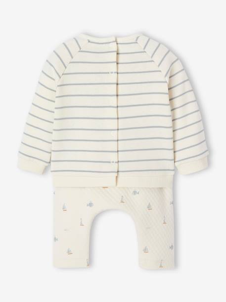 Set sweater en broek baby BEIGE CLAIR RAYE+gemêleerd blauw+lichtroze - vertbaudet enfant 