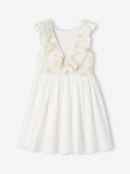 Geborduurde ceremoniejurk met regenboogkleurige bloemen voor meisjes wit - vertbaudet enfant 