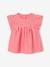 Blouse fille imprimée manches courtes à volants blanc imprimé+carreaux rouge - vertbaudet enfant 