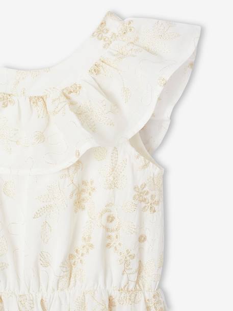 Jurk met borduursel en bloemen wit - vertbaudet enfant 