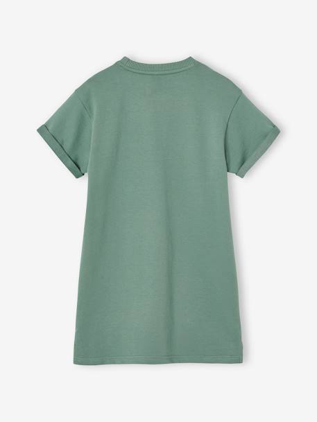 Robe fille en molleton léger motif gris chiné+rayé bleu+vert+vert sauge - vertbaudet enfant 