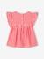 Blouse fille imprimée manches courtes à volants blanc imprimé+carreaux rouge - vertbaudet enfant 