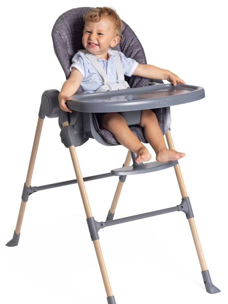 Chaise Haute Polly Essential gris+taupe - vertbaudet enfant 