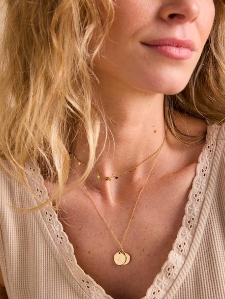 Médaille initiale, bijou doré à l'or fin Envie de fraise x 'Un de ces Quatre' or - vertbaudet enfant 