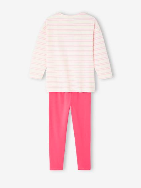 Set van 2 pyjama's Basics meisje Flower power fuchsia - vertbaudet enfant 