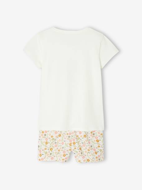 Lot pyjama + pyjashort flower power BASICS bleekblauw - vertbaudet enfant 