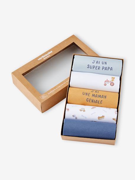 Lot de 5 bodies bébé garçon manches courtes coffret cadeau bleu - vertbaudet enfant 