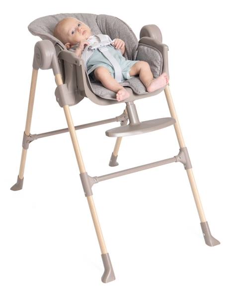 Chaise Haute Polly Essential gris+taupe - vertbaudet enfant 