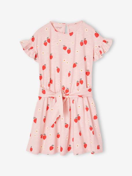 Robe à volants motifs fraises fille rose pâle - vertbaudet enfant 