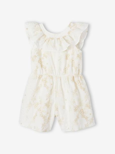 Jurk met borduursel en bloemen wit - vertbaudet enfant 