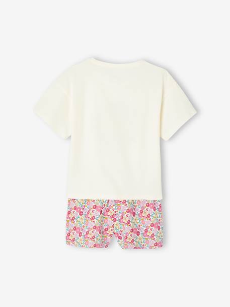 Set van 2 pyjama's Basics meisje Flower power fuchsia - vertbaudet enfant 