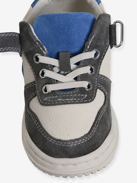 Basket enfant garçon cuir à scratchs et lacets élastiqués lot blanc - vertbaudet enfant 