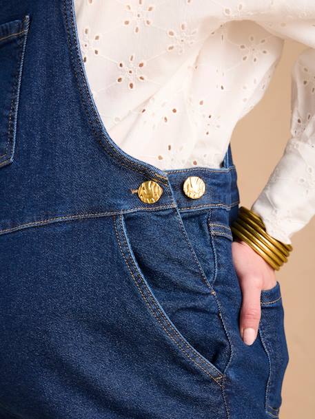 Salopette en jean de grossesse forme large denim brut - vertbaudet enfant 
