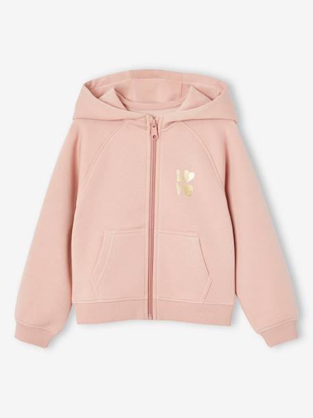 Sweat fille zippé à capuche sport marine+rose+vert sauge - vertbaudet enfant 