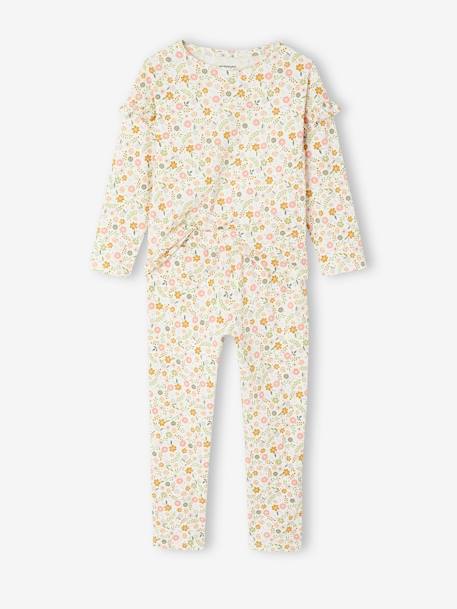 Lot pyjama + pyjashort flower power BASICS bleekblauw - vertbaudet enfant 