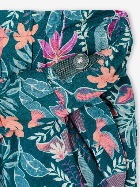 Wijde meisjesbroek met bloemenprint meerkleurig+smaragdgroen - vertbaudet enfant 