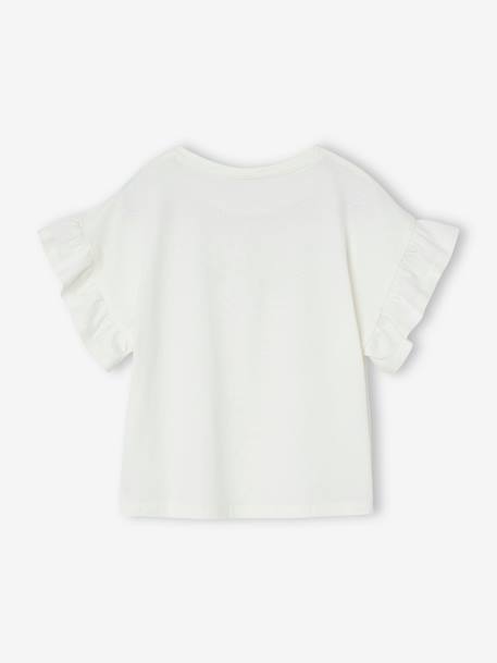 T-shirt cérémonie motif fleur en relief lettres pailletées fille blanc - vertbaudet enfant 