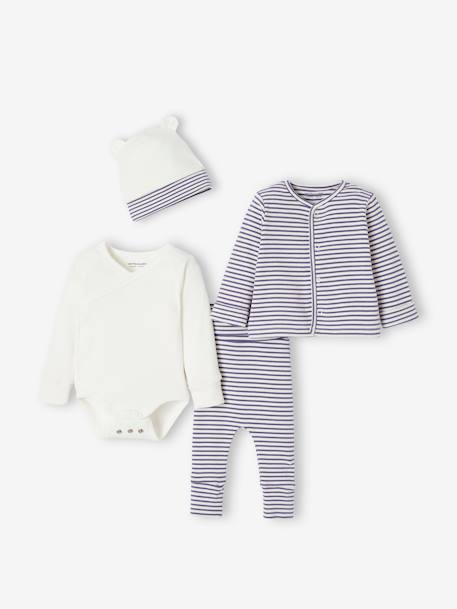 Gemengde meegroeiset rompertje + legging + vest + muts blauw - vertbaudet enfant 