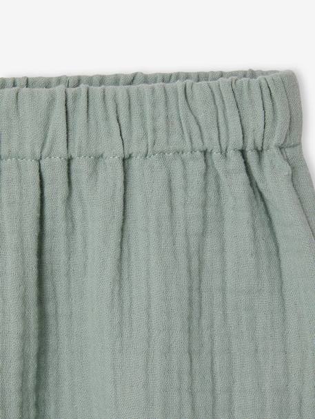 Ensemble fille blouse short en gaze de coton jaune pastel+lilas+vanille+vert sauge - vertbaudet enfant 