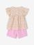 Set blouse met bloemen en short van katoengaas voor meisjes lila+pastelgeel+saliegroen+vanille - vertbaudet enfant 