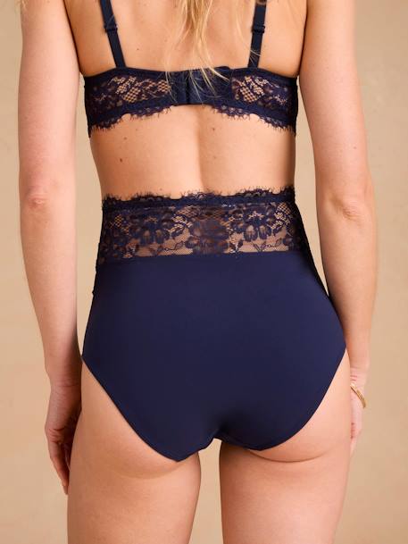 Set van 2 zwangerschapsbroeken met hoge taille in crêpe en kant ENVIE DE FRAISE marineblauw - vertbaudet enfant 