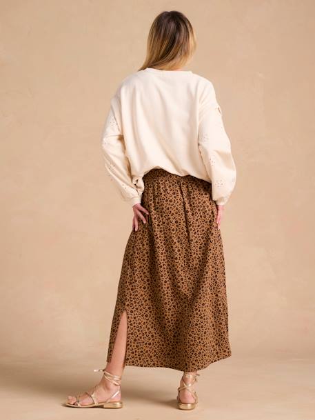 Jupe longue grossesse en gaze de coton beige+vert - vertbaudet enfant 