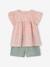 Set blouse met bloemen en short van katoengaas voor meisjes lila+pastelgeel+saliegroen+vanille - vertbaudet enfant 