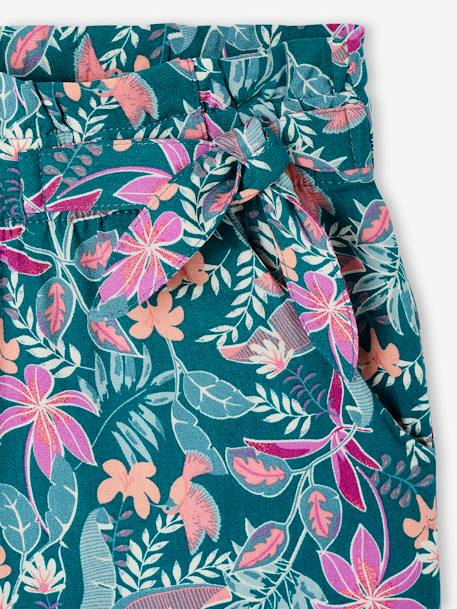 Wijde meisjesbroek met bloemenprint meerkleurig+smaragdgroen - vertbaudet enfant 