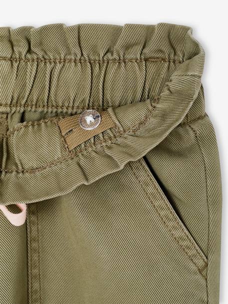Pantalon fille style paperbag Lyocell fluide kaki+rose - vertbaudet enfant 