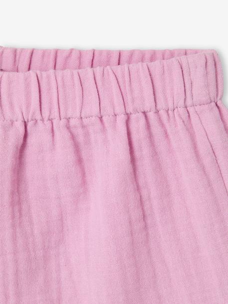 Ensemble fille blouse short en gaze de coton jaune pastel+lilas+vanille+vert sauge - vertbaudet enfant 