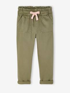 -Pantalon fille style paperbag Lyocell fluide 