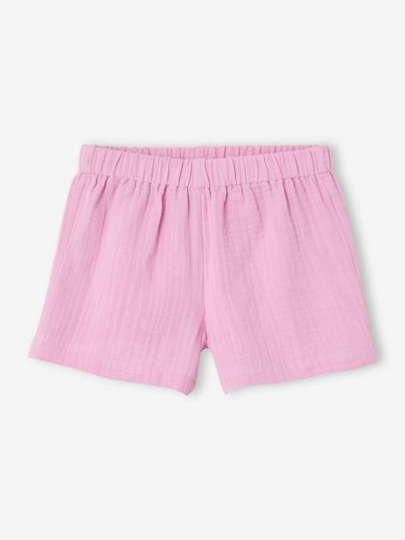 Ensemble fille blouse short en gaze de coton jaune pastel+lilas+vanille+vert sauge - vertbaudet enfant 