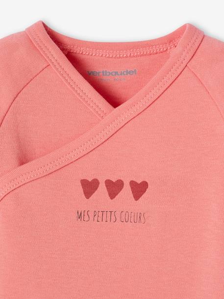 Babyset met slaappakje en 2 personaliseerbare rompertjes met hartjes snoepjesroze - vertbaudet enfant 