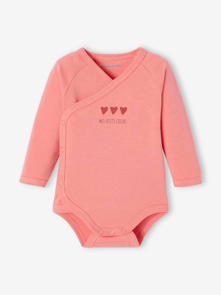 Babyset met slaappakje en 2 personaliseerbare rompertjes met hartjes snoepjesroze - vertbaudet enfant 
