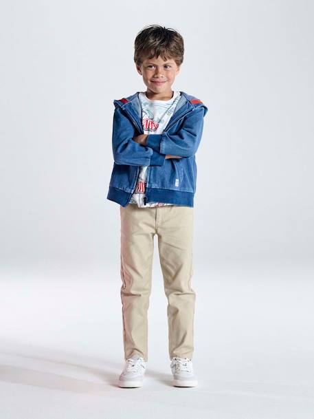 Pantalon garçon esprit chino facile à enfiler beige+marine - vertbaudet enfant 