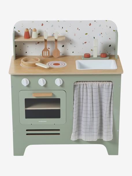 Houten keukentje met accessoires van FSC®-hout ecru+rozen+saliegroen - vertbaudet enfant 