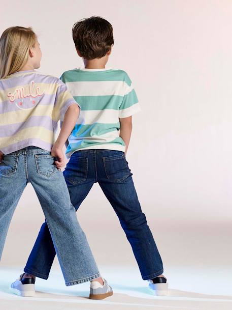 Onverwoestbare rechte relaxjeans jongens, eenvoudig aan te trekken denimgrijs+double stone+ongewassen denim+stone - vertbaudet enfant 