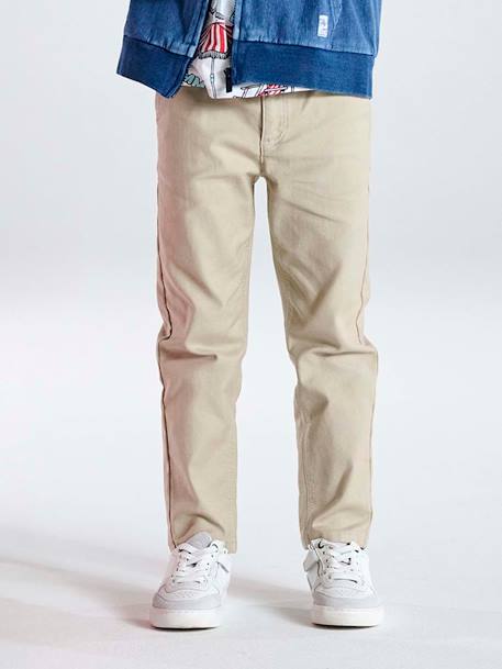 Pantalon garçon esprit chino facile à enfiler beige+marine - vertbaudet enfant 