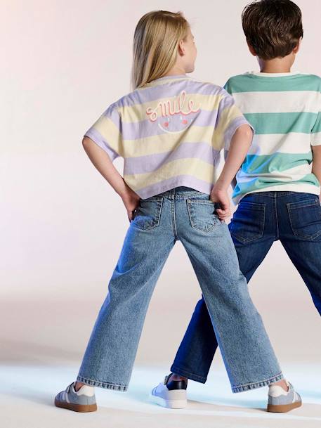 Jean fille large morphologik tour de hanches fin bleu foncé+bleu moyen - vertbaudet enfant 