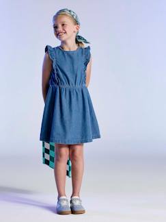 -Robe fille denim manches à volants