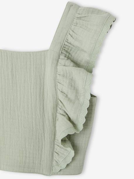 Ensemble fille cérémonie blouse jupe à volant blush+vert sauge - vertbaudet enfant 