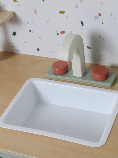Cuisine en bois FSC® avec accessoires écru+rose+vert sauge - vertbaudet enfant 