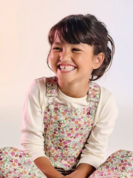 Salopette fille imprimée beige+multicolore - vertbaudet enfant 
