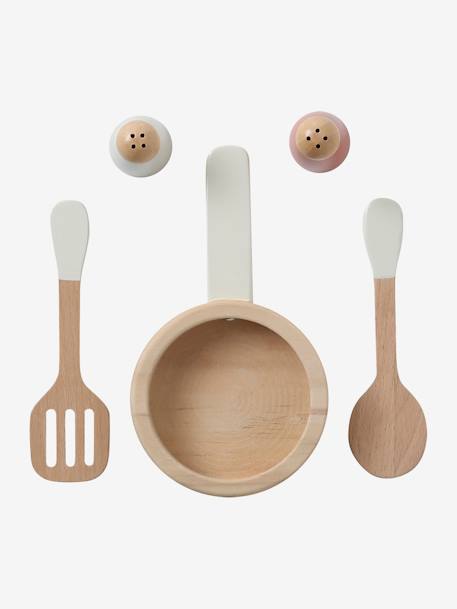 Houten keukentje met accessoires van FSC®-hout ecru+rozen+saliegroen - vertbaudet enfant 
