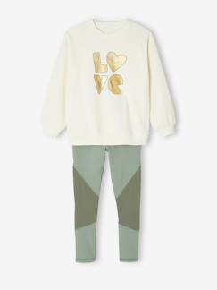 -Ensemble sport fille sweat motif doré + legging 