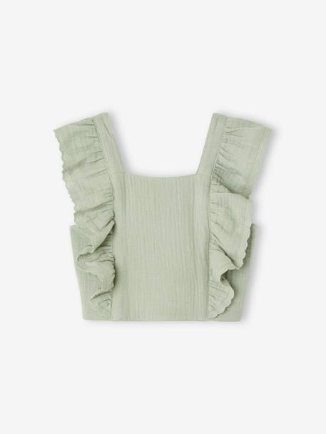 Ceremonie-set blouse en rok met volant voor meisjes rouge+saliegroen - vertbaudet enfant 