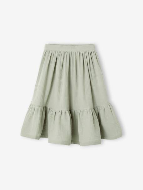 Ceremonie-set blouse en rok met volant voor meisjes rouge+saliegroen - vertbaudet enfant 