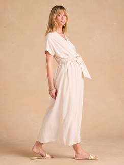 Vêtements de grossesse-Allaitement-Robe chemise longue en lin mélangé grossesse et allaitement